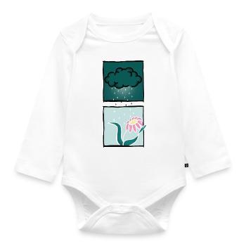 Nature - rain - cloud - Organic Longsleeve Baby Bodysuit - white - Front