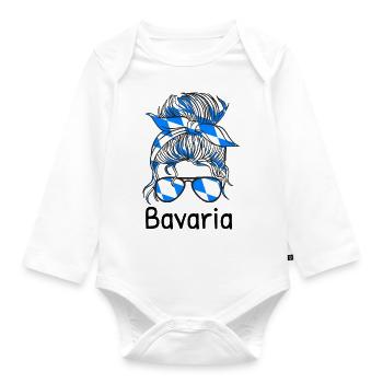 Bavaria Flag Used Look Bavarian Flag Vintage - Organic Longsleeve Baby Bodysuit - white - Front