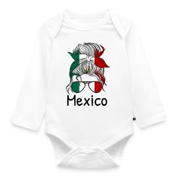 Mexiko Flagge Mexikanische Fahne Mexico Südamerika - Baby Bio-Langarm-Body - Weiß - Vorne