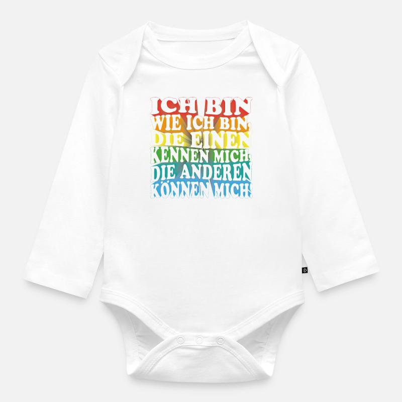 Ich bin wie ich bin - Adenauer Zitat in 3D Text - Baby Bio-Langarm-Body - Weiß