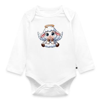 Weißes Schaf Lamm Engel mit Flügeln - Baby Bio-Langarm-Body - Weiß - Vorne