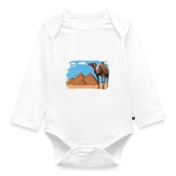 Kamel vor Pyramiden - Baby Bio-Langarm-Body - Weiß - Vorne