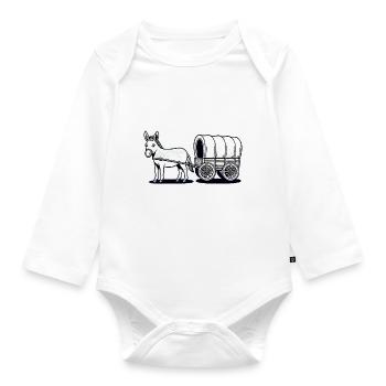 Hü Brid - Lustiges Hybrid Auto - Eselin - Baby Bio-Langarm-Body - Weiß - Vorne