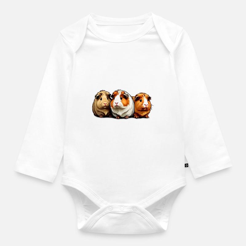 Trois mignons cochons d’Inde - Body Bébé bio manches longues - blanc