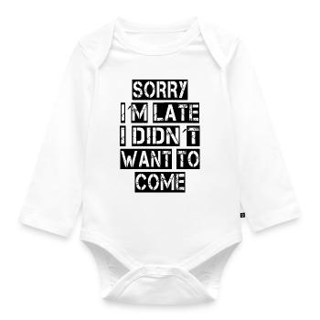 I'm late - Organic Longsleeve Baby Bodysuit - white - Front