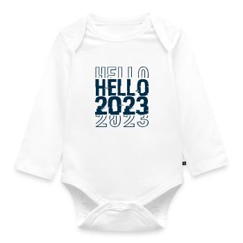 hello 2023 - Organic Longsleeve Baby Bodysuit - white - Front
