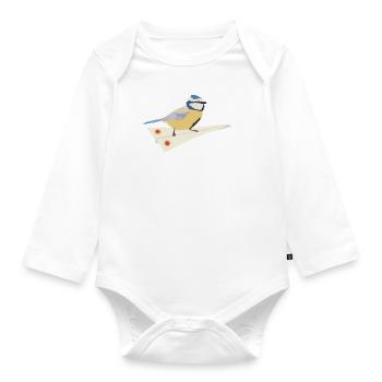 Blaumeise Papierflieger - Baby Bio-Langarm-Body - Weiß - Vorne