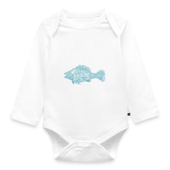 Poisson IKAN turquoise - Body Bébé bio manches longues - blanc - Devant