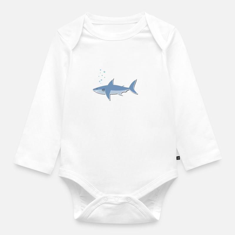 Salut, les requins - Body Bébé bio manches longues - blanc