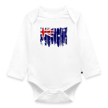 Drapeau de l’Australie sous le drapeau australien - Body Bébé bio manches longues - blanc - Devant