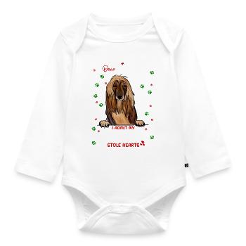 Afghanischer Windhund Hund Weihnachten Hunderasse - Baby Bio-Langarm-Body - Weiß - Vorne