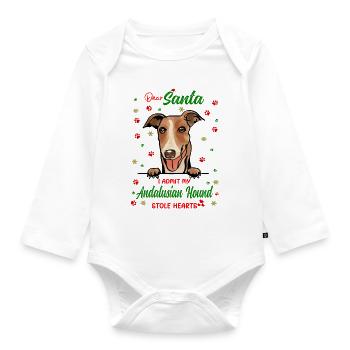 Andalusischer Laufhund Hund Weihnachten Hunderasse - Baby Bio-Langarm-Body - Weiß - Vorne