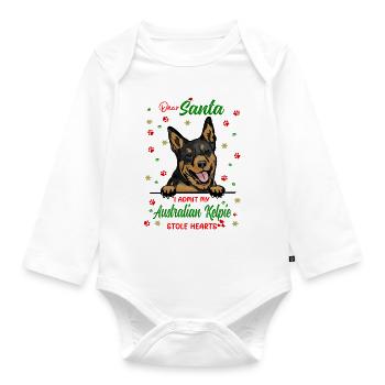 Australischer Kelpie Hund Weihnachten Hunderasse - Baby Bio-Langarm-Body - Weiß - Vorne