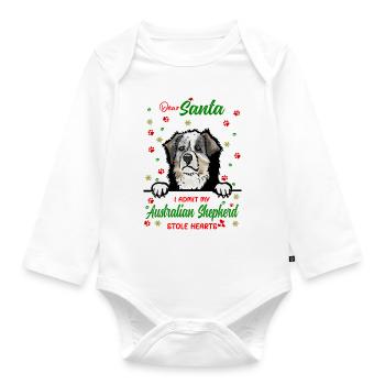 Australischer Schäferhund Hund Weihnachten Hundera - Baby Bio-Langarm-Body - Weiß - Vorne