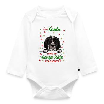 Auvergne Vorstehhund Hund Weihnachten Hunderasse - Baby Bio-Langarm-Body - Weiß - Vorne