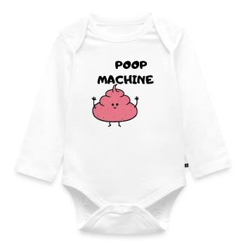 Poop-Maschine - Baby Bio-Langarm-Body - Weiß - Vorne