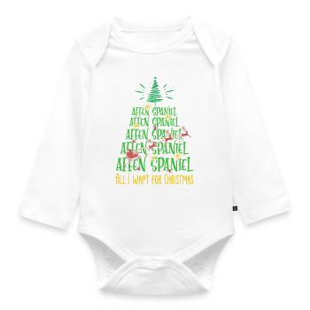 Affen Spaniel Hund Weihnachten Hunderasse - Baby Bio-Langarm-Body - Weiß - Vorne