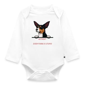 Ohne Toy Foxterrier ist alles doof - Baby Bio-Langarm-Body - Weiß - Vorne
