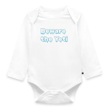 "Beware the yeti" | Ice design - Organic Longsleeve Baby Bodysuit - white - Front