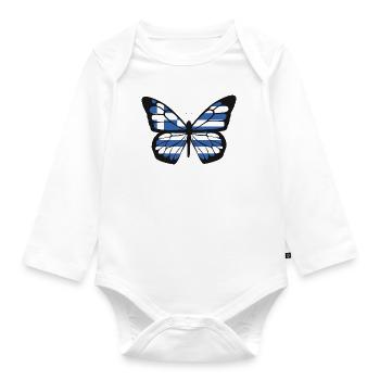 Griechenland Flagge Hellas Athen Griechische Fahne - Baby Bio-Langarm-Body - Weiß - Vorne