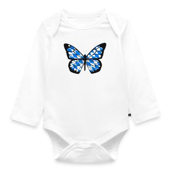 Bavaria Flag Used Look Bavarian Flag Vintage - Organic Longsleeve Baby Bodysuit - white - Front
