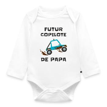 Futur copilote de papa - 4x4 tout-terrain - Body Bébé bio manches longues - blanc - Devant