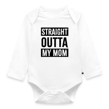 Straight Outta My Mom - Baby Bio-Langarm-Body - Weiß - Vorne