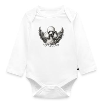 Ange caniche élégant avec ailes Noir Blanc - Body Bébé bio manches longues - blanc - Devant
