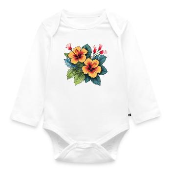 Hibiscus - Organic Longsleeve Baby Bodysuit - white - Front