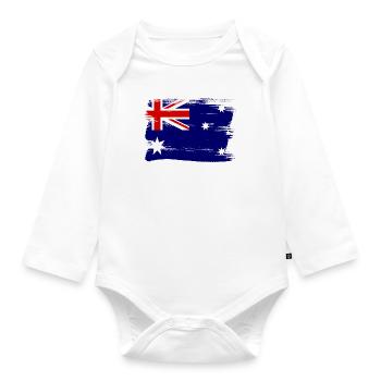 Australien Flagge Down Under Australische Fahne - Baby Bio-Langarm-Body - Weiß - Vorne