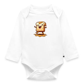 Toast with jam peanut butter - Organic Longsleeve Baby Bodysuit - white - Front
