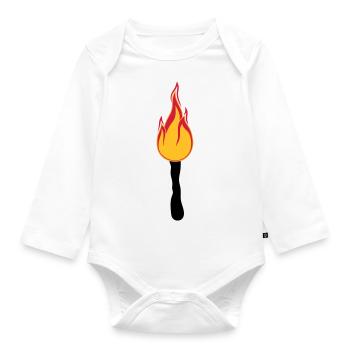 torch night walk light bright fire flame heis - Organic Longsleeve Baby Bodysuit - white - Front