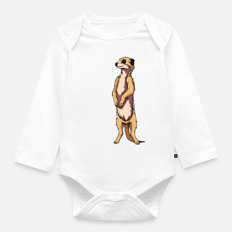 Erdmännchen - Baby Bio-Langarm-Body - Weiß