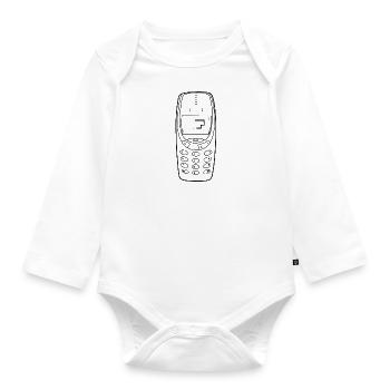 Mobile phone with game - Organic Longsleeve Baby Bodysuit - white - Front