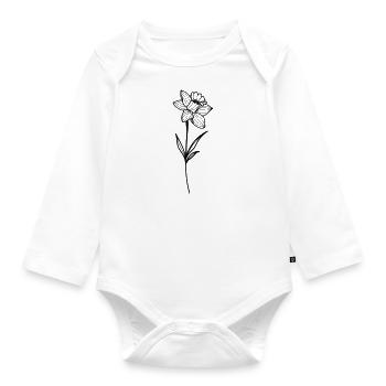 Narcissus, daffodil - Organic Longsleeve Baby Bodysuit - white - Front