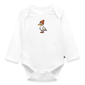 Comic Möwe Logo Mütze Beanie Nordsee Hamburg Hafen - Baby Bio-Langarm-Body - Weiß - Vorne