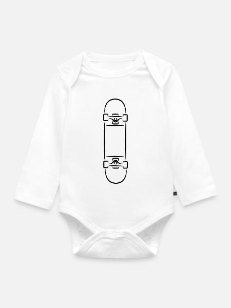 Skateboard - Baby Bio-Langarm-Body - Weiß