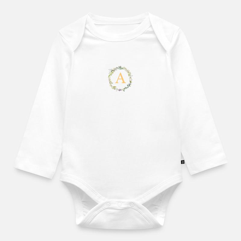 Une couronne d’Eucalyptus monogramme - Body Bébé bio manches longues - blanc