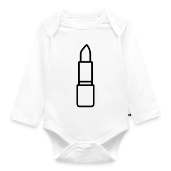 Lippenstift - Baby Bio-Langarm-Body - Weiß - Vorne