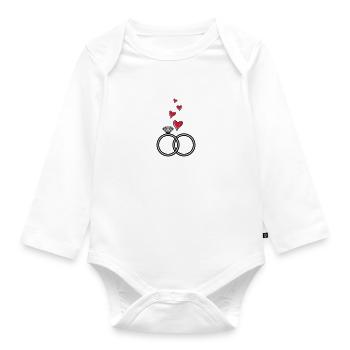 anneaux de mariage coeur anneaux de mariage marié - Body Bébé bio manches longues - blanc - Devant