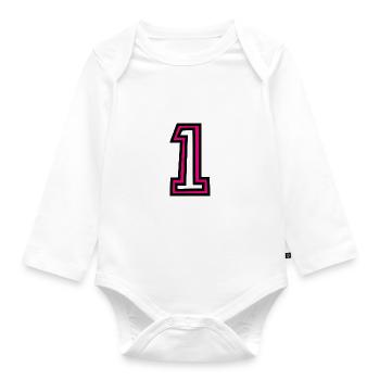 1. 1 AN. 1er ANNIVERSAIRE. ANNIVERSAIRE 1 AN - Body Bébé bio manches longues - blanc - Devant