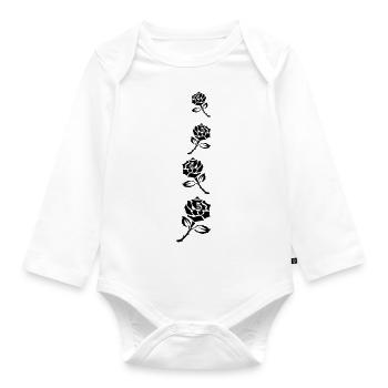 Ranke black roses - Baby Bio-Langarm-Body - Weiß - Vorne