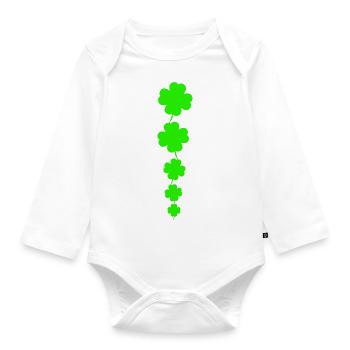 Kaskadierende Neon VierBlatt-Klee - Baby Bio-Langarm-Body - Weiß - Vorne