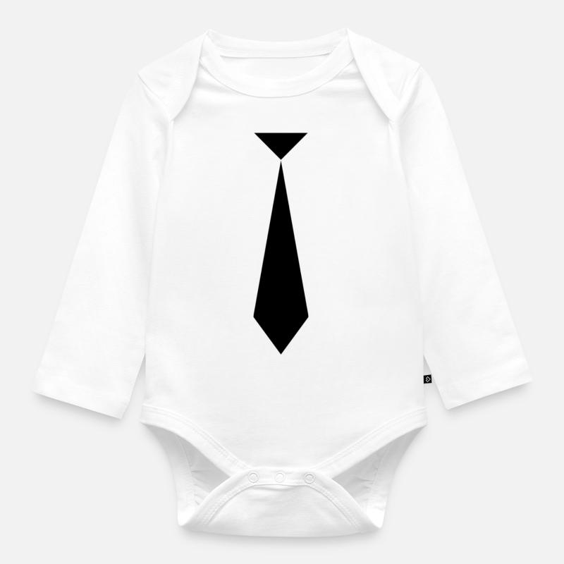 Cravate - Body Bébé bio manches longues - blanc