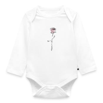 rose rose avec contour noir - Body Bébé bio manches longues - blanc - Devant