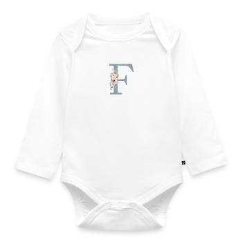 F| Monogramme | Eucalyptus Pastel Fleur Bleu - Body Bébé bio manches longues - blanc - Devant