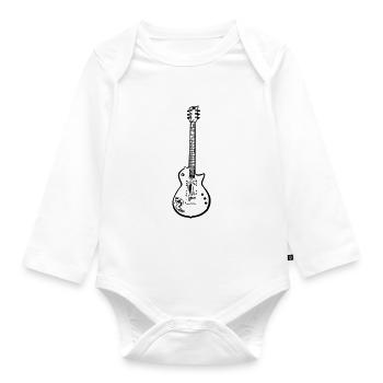 E-Gitarre Silhouette, Schwarzes Design, Musik - Baby Bio-Langarm-Body - Weiß - Vorne