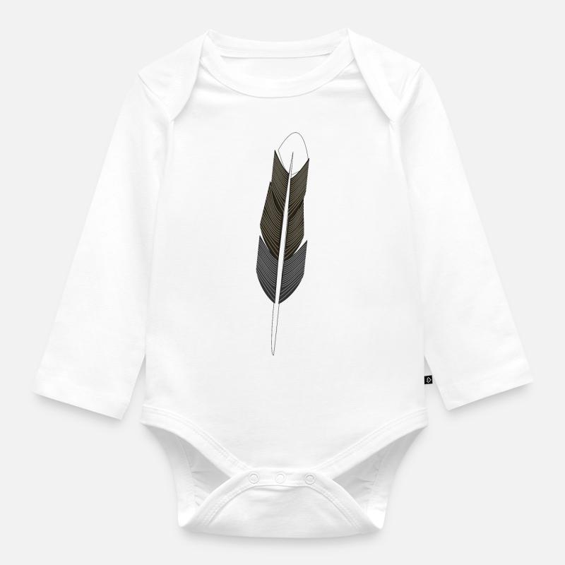 Feder - Hoffnung - Feather - Baby Bio-Langarm-Body - Weiß