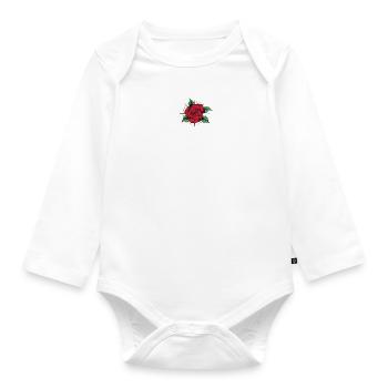 Chicana Rose Old School Red Roses Chicana - Organic Longsleeve Baby Bodysuit - white - Front