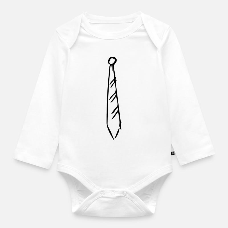 Krawatte - Baby Bio-Langarm-Body - Weiß